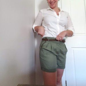 Olive Green High-Waisted Shorts (from France)